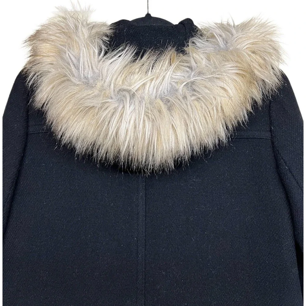 J. Crew Stadium Cloth Nello Gori‎ Chateau Parka Wool Coat Hooded Black Women’s 6 - Picture 4 of 7